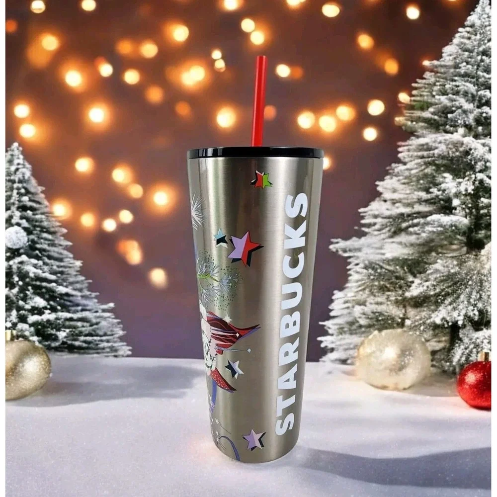 Starbucks Christmas 2023 Festive Stars Ornaments Stainless Steel Tumbler 24 Oz